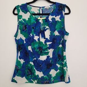 Calvin Klein Womens Dress Tank Blue Floral Size L